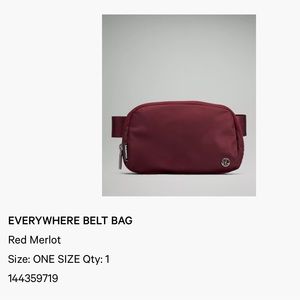 NWT lululemon everywhere belt bag in red merlot